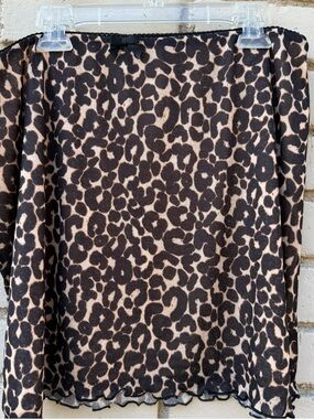 NWT Wild Fable Cheetah Print Lettuce Hem Mini Skirt with Bow - Size Large